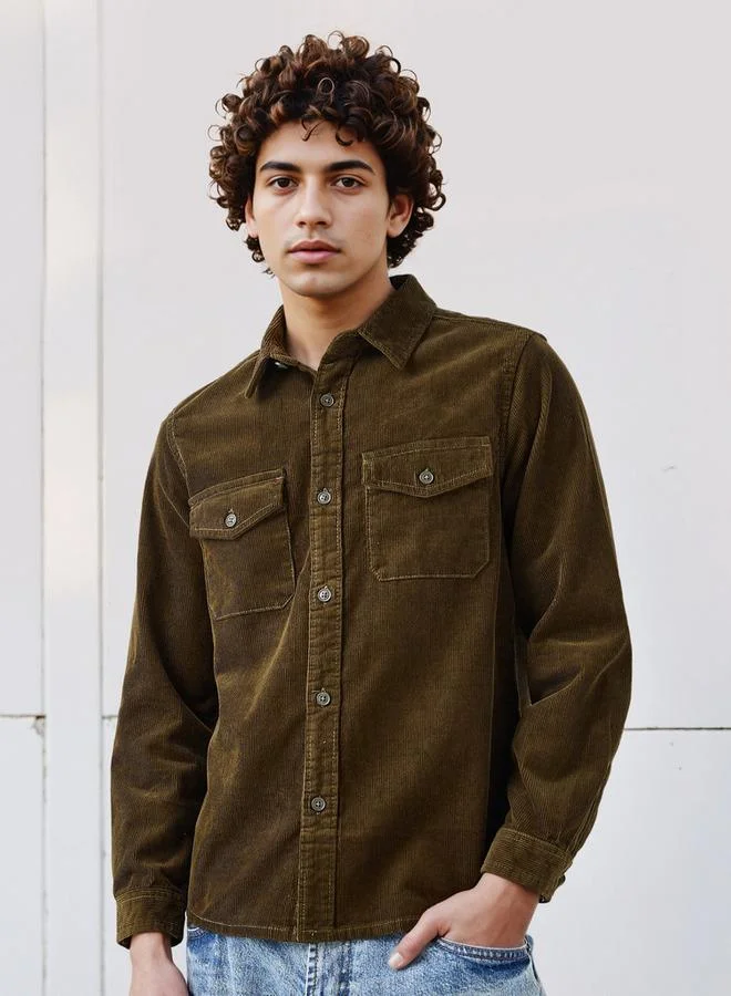 Lee Cooper Lee Cooper Men's Relaxed Fit Textured Long Sleeve Shirt